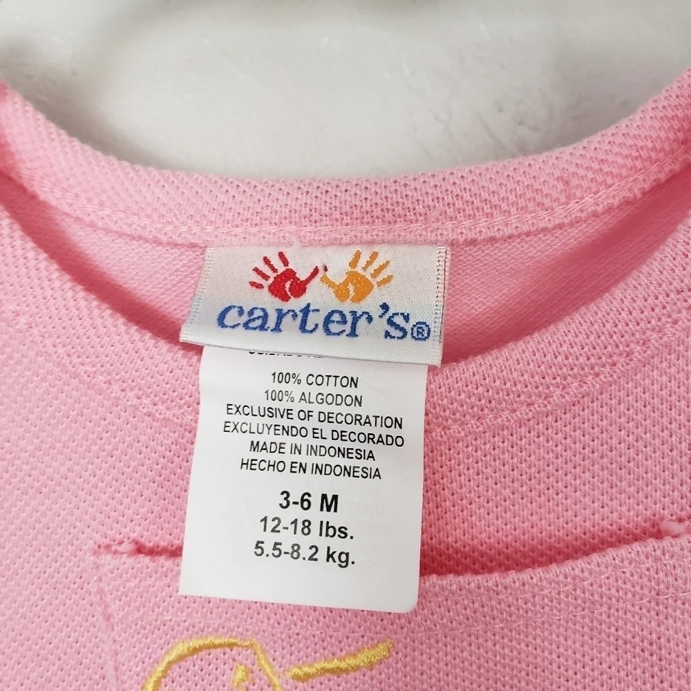 Carter's Vintage NWOT Baby Girl 3-6 Months Pink Sleeveless Romper Happy in Sun